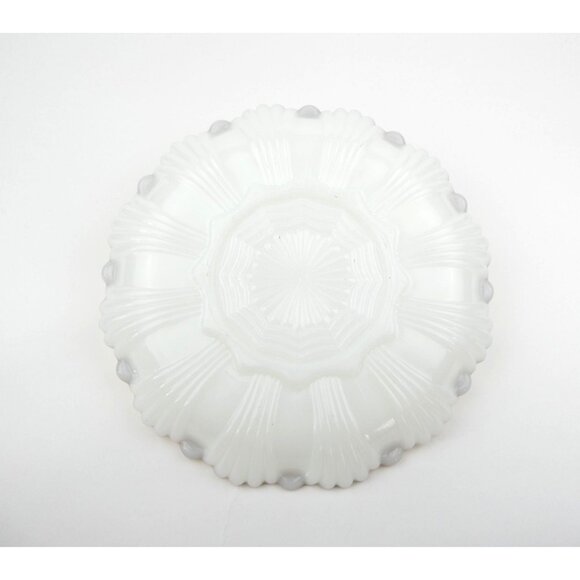 Vintage Anchor Hocking Milk Glass Deviled Egg Plate With Gold Trim - Picture 2 of 16